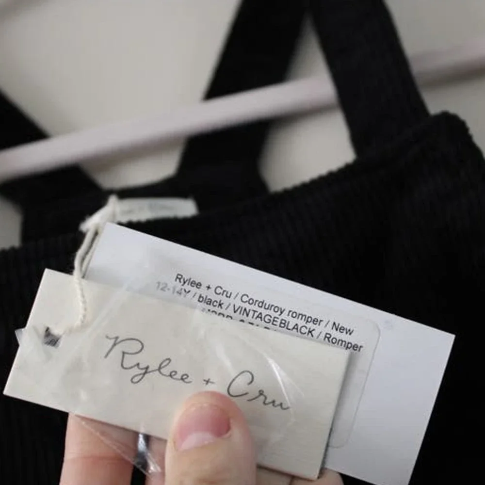NWT Rylee and Cru Vintage‎ Black Corduroy Romper Wide Leg Overalls 12-14Y Unisex